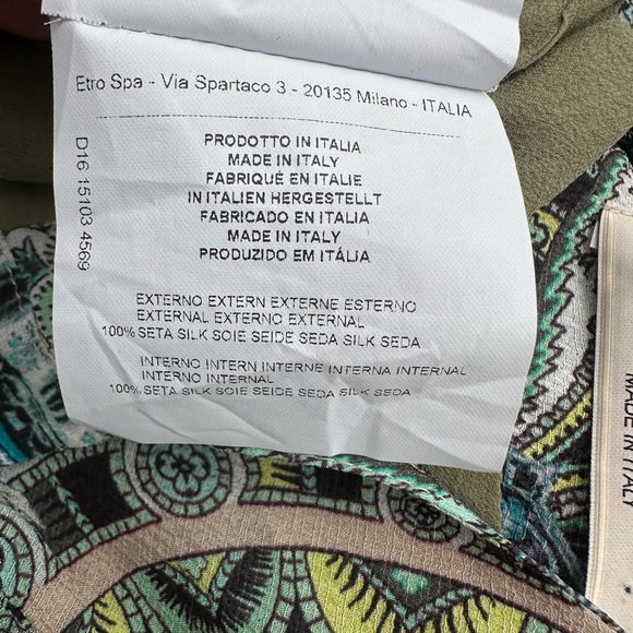 Etro Silk Dress,abstract print,short sleeve,half button,back zip,midi - Picture 12 of 14